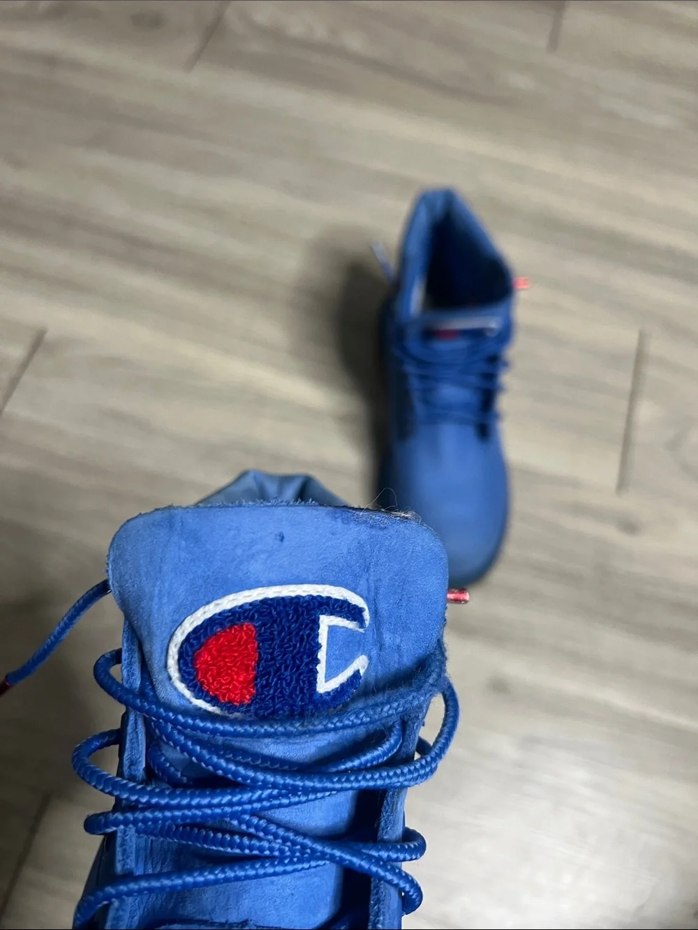 Timberland Champion Blue Lace-Up Boots with Red Logo Accent (Boys)